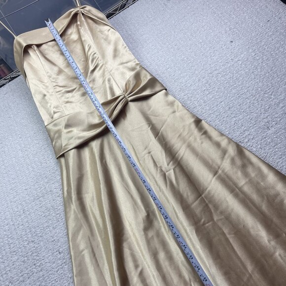 Vintage Aspeed Satin Gold Maxi Dress Women’s Size M Evening Gown Party Formal - Picture 8 of 12